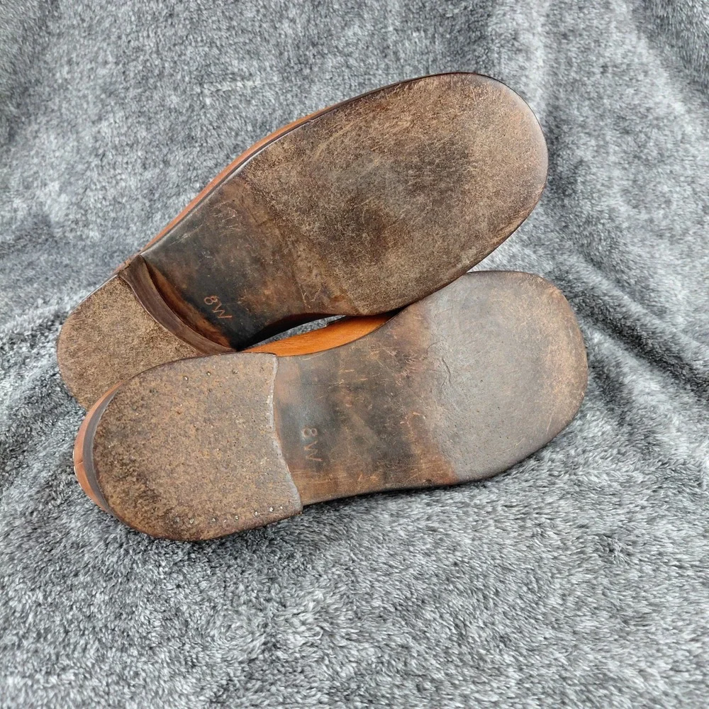 Florsheim Vintage Tan Leather Penny Loafers Made in Brazil 8W Whipstitch 70s - Picture 8 of 8